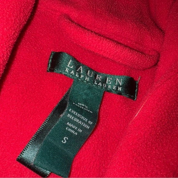 Lauren Ralph Lauren Womens Plush Robe Red Fleece Embroidered RL Size S Sleepwear - Picture 6 of 7